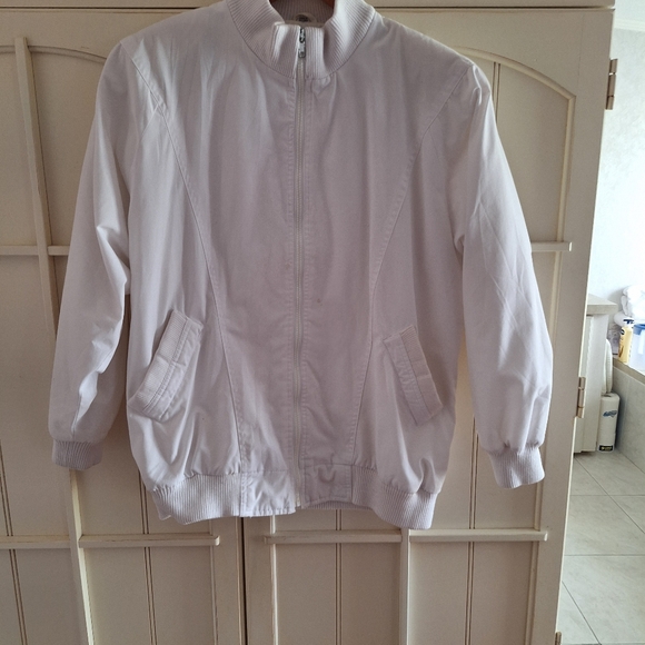 Vintage white jacket Country Concepts Banded Hem 80s Bomber Style Medium - Picture 6 of 16